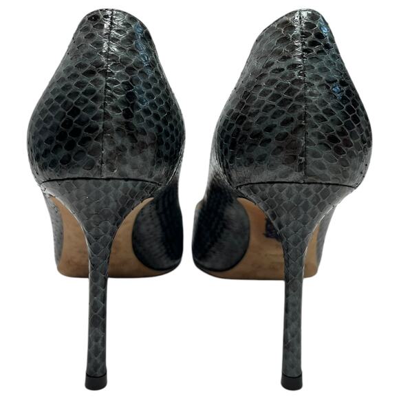 Jimmy Choo Heels Womens 37.5 7.5 US Green Black Snake Python Abel Pump Stiletto - Picture 3 of 13